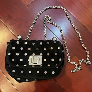 Juicy Couture, black suede polka dot crossbody bag